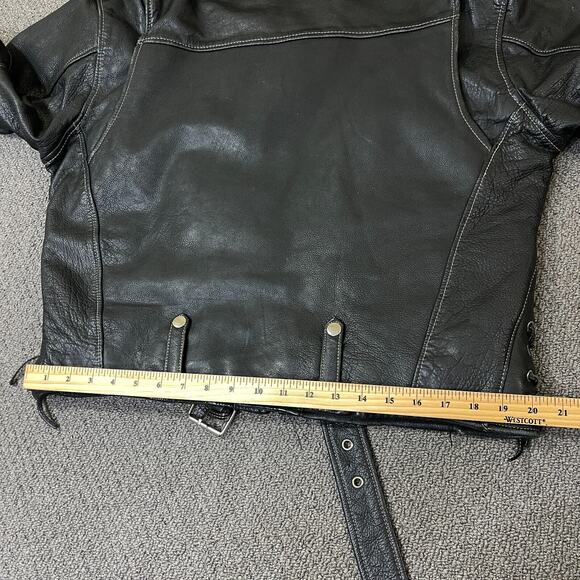 Ripples Jacket Mens Size M Vintage 90s Distressed Leather Punk Motorcycle Heavy - Picture 9 of 9